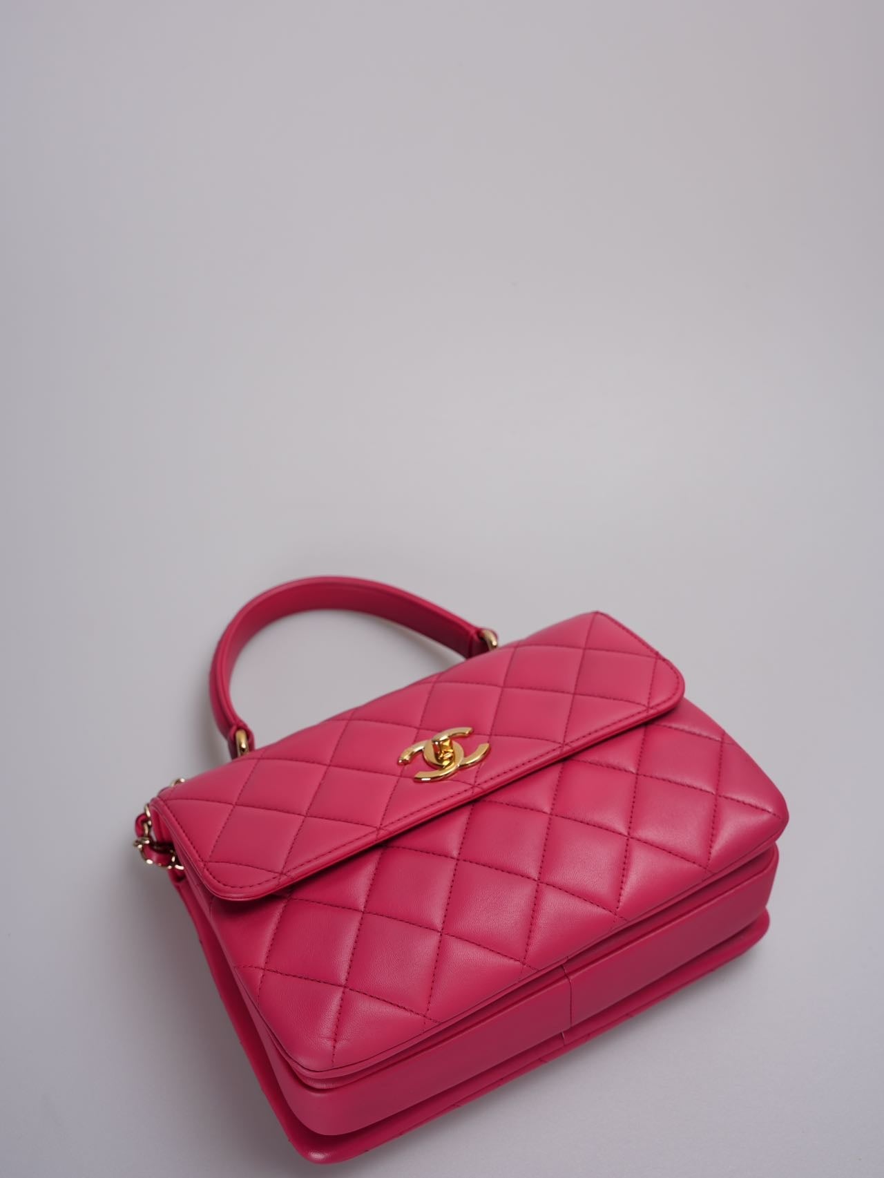 Chanel Small Trendy CC Bag in Hot Pink Lambskin Leather with Gold Hardware
