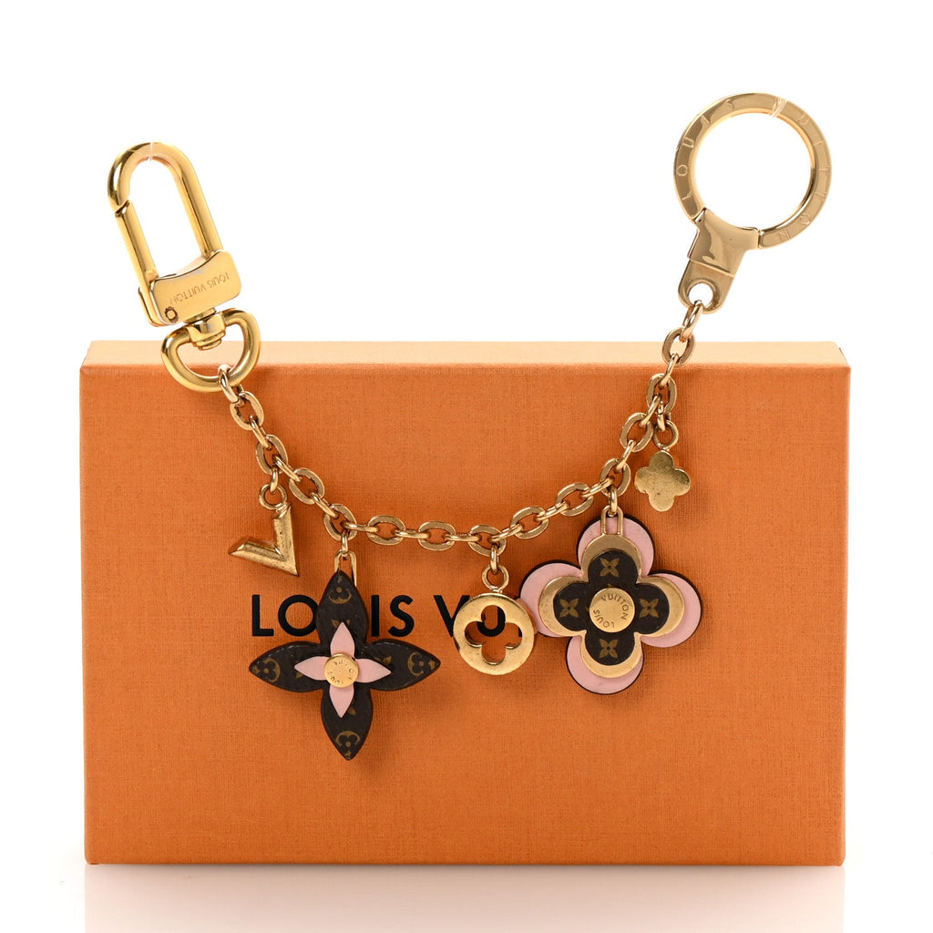 Brass Monogram Blooming Flowers Bag Charm Key Holder Rose Ballerine