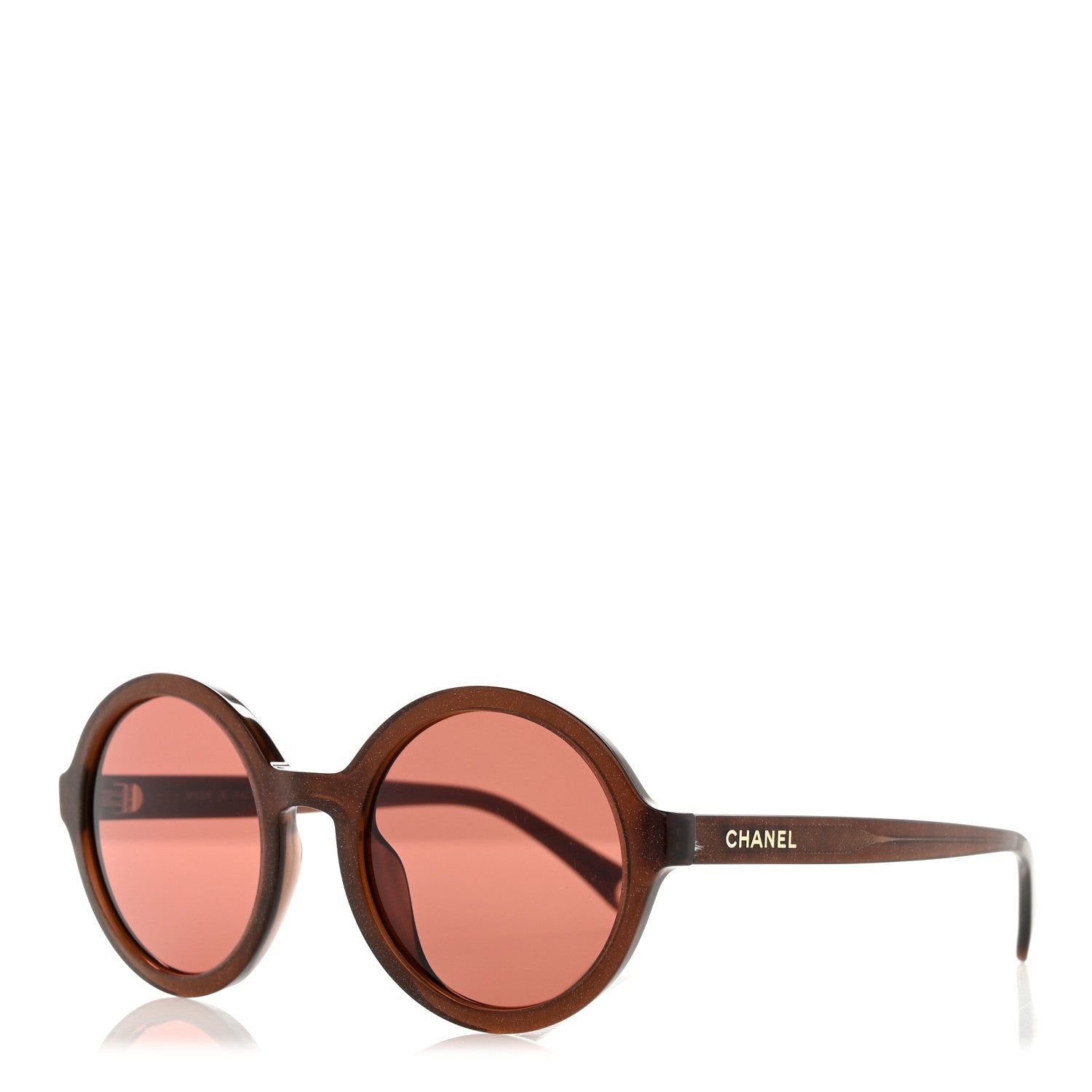 Acetate Polarized Round Glitter Sunglasses 5522U Brown