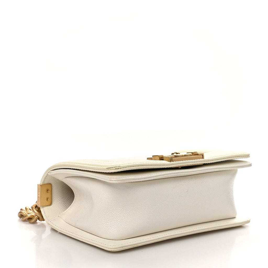 Caviar Quilted Small Boy Flap White