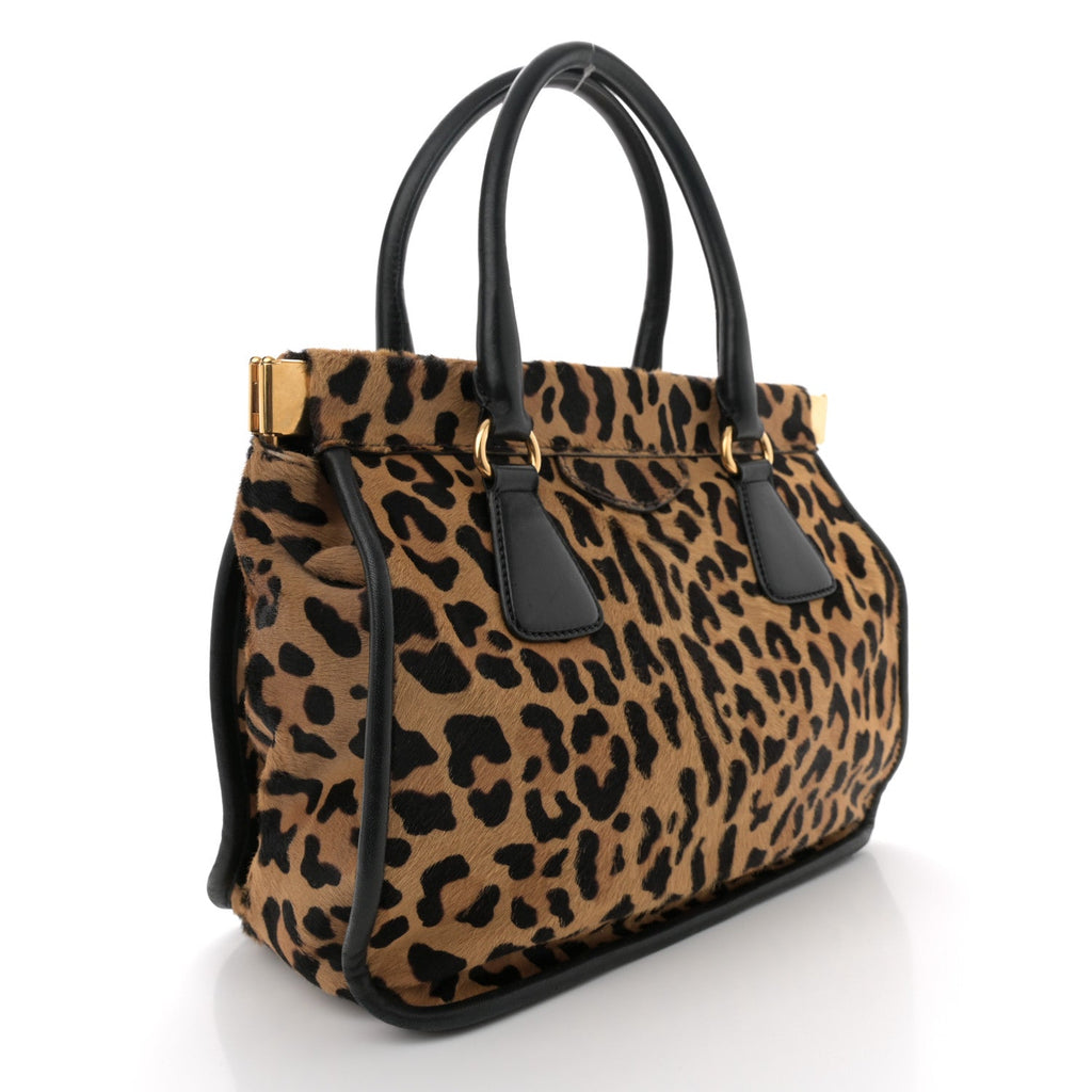 Calf Hair Leopard Print Tote Sabbia Moro