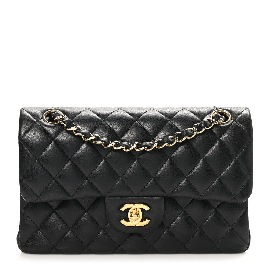 Lambskin Quilted Small Double Flap Black