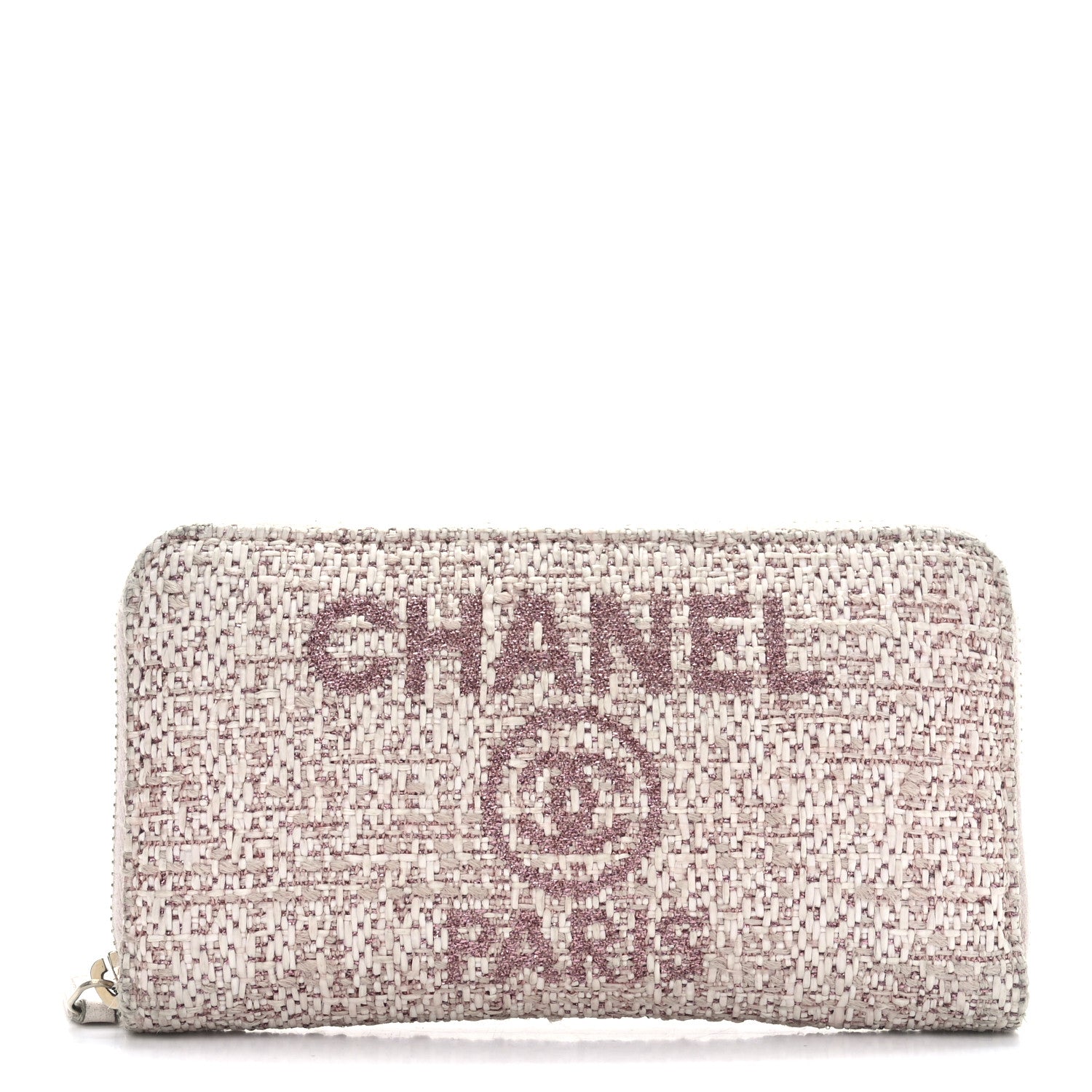 Lurex Canvas Deauville Medium Zip Around Wallet Pink