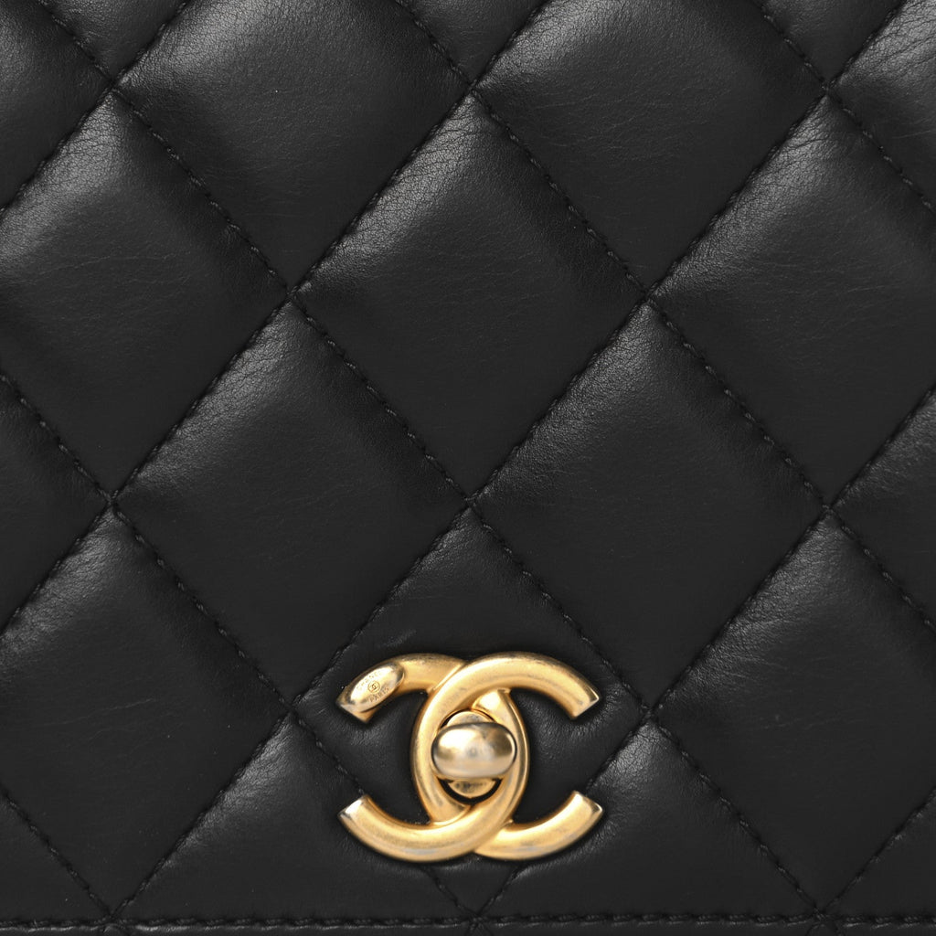 Lambskin Quilted CC Chain Flap Black