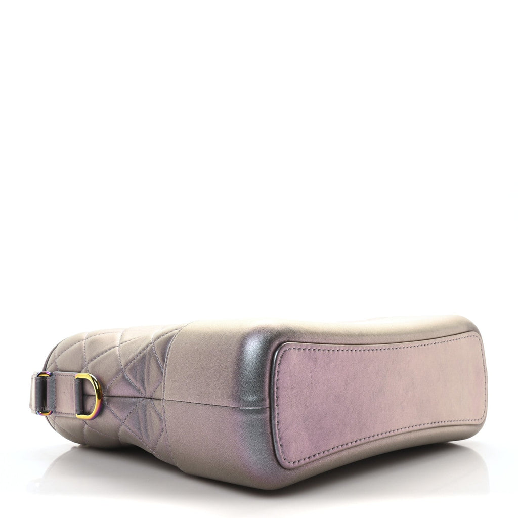 Iridescent Lambskin Calfskin Quilted Medium Gabrielle Hobo Light Purple
