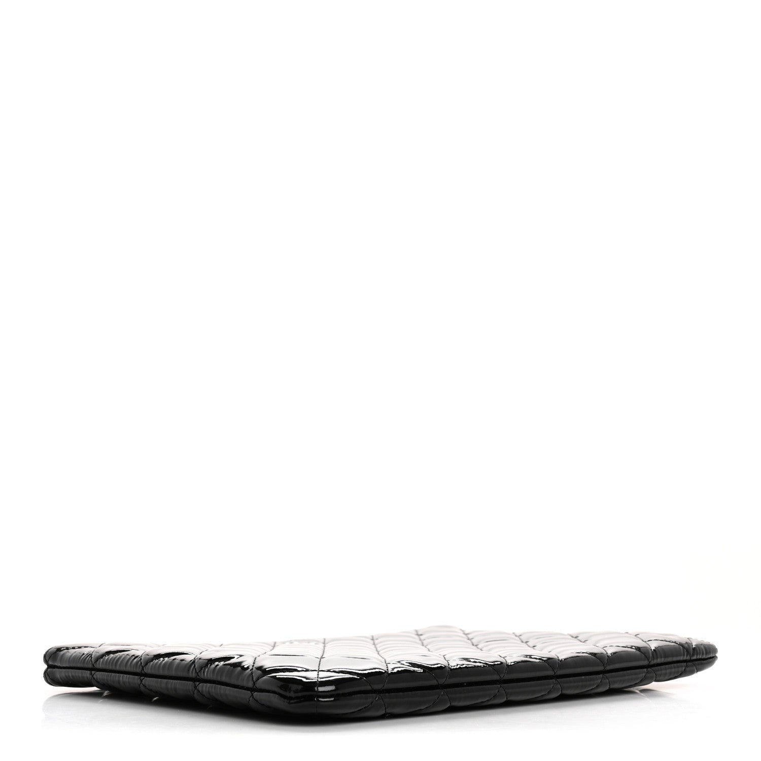 Patent Calfskin Quilted Medium Cosmetic Case Black