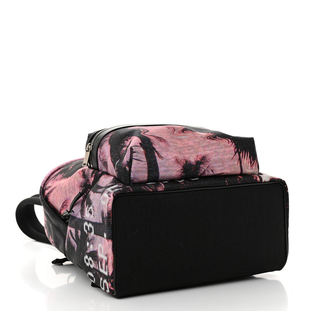 Canvas Palm Tree Sunset City Backpack Violet Black