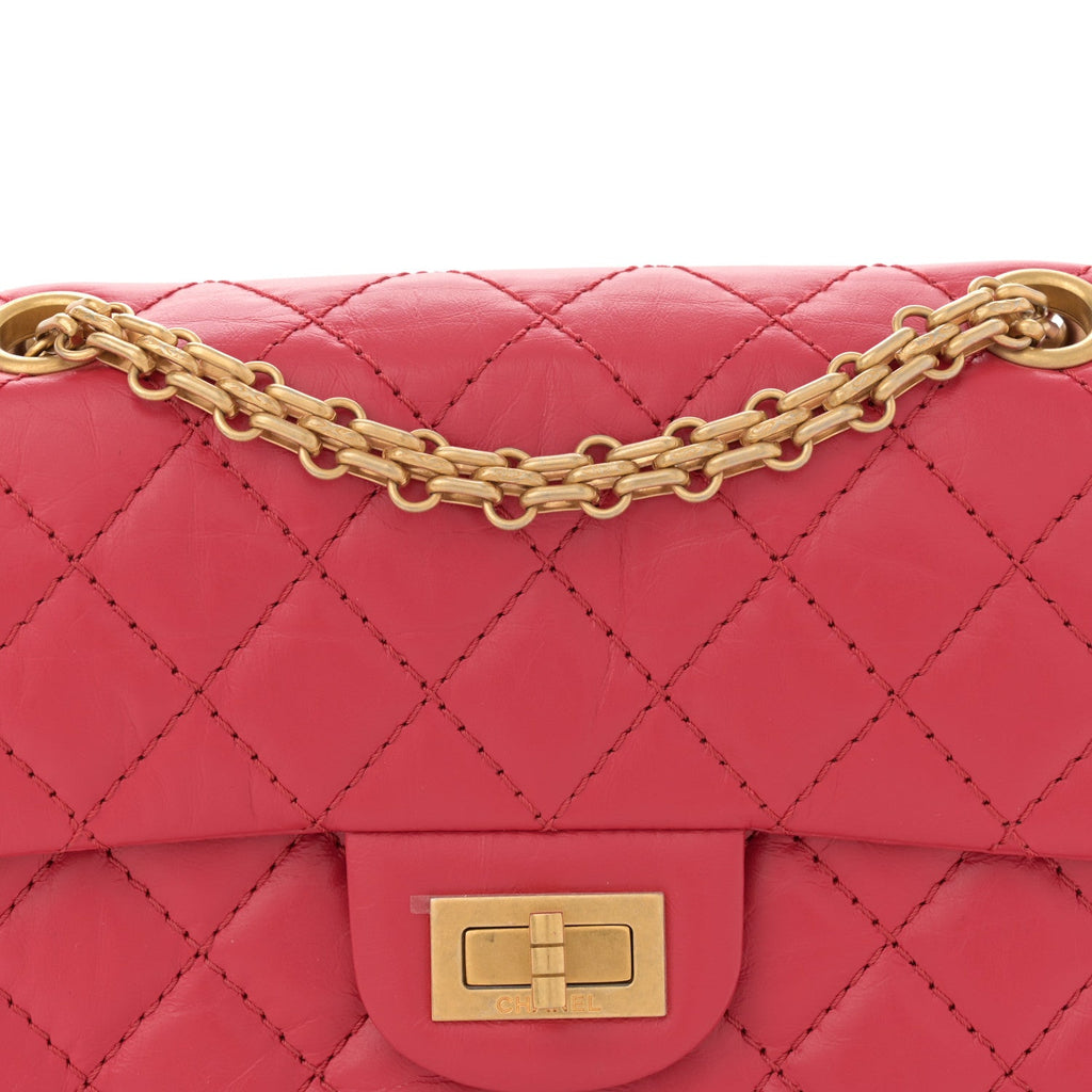 Aged Calfskin Quilted 2.55 Reissue Mini Flap Red