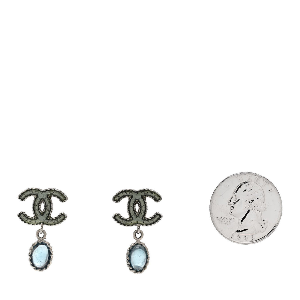 Resin CC Drop Earrings Blue Silver