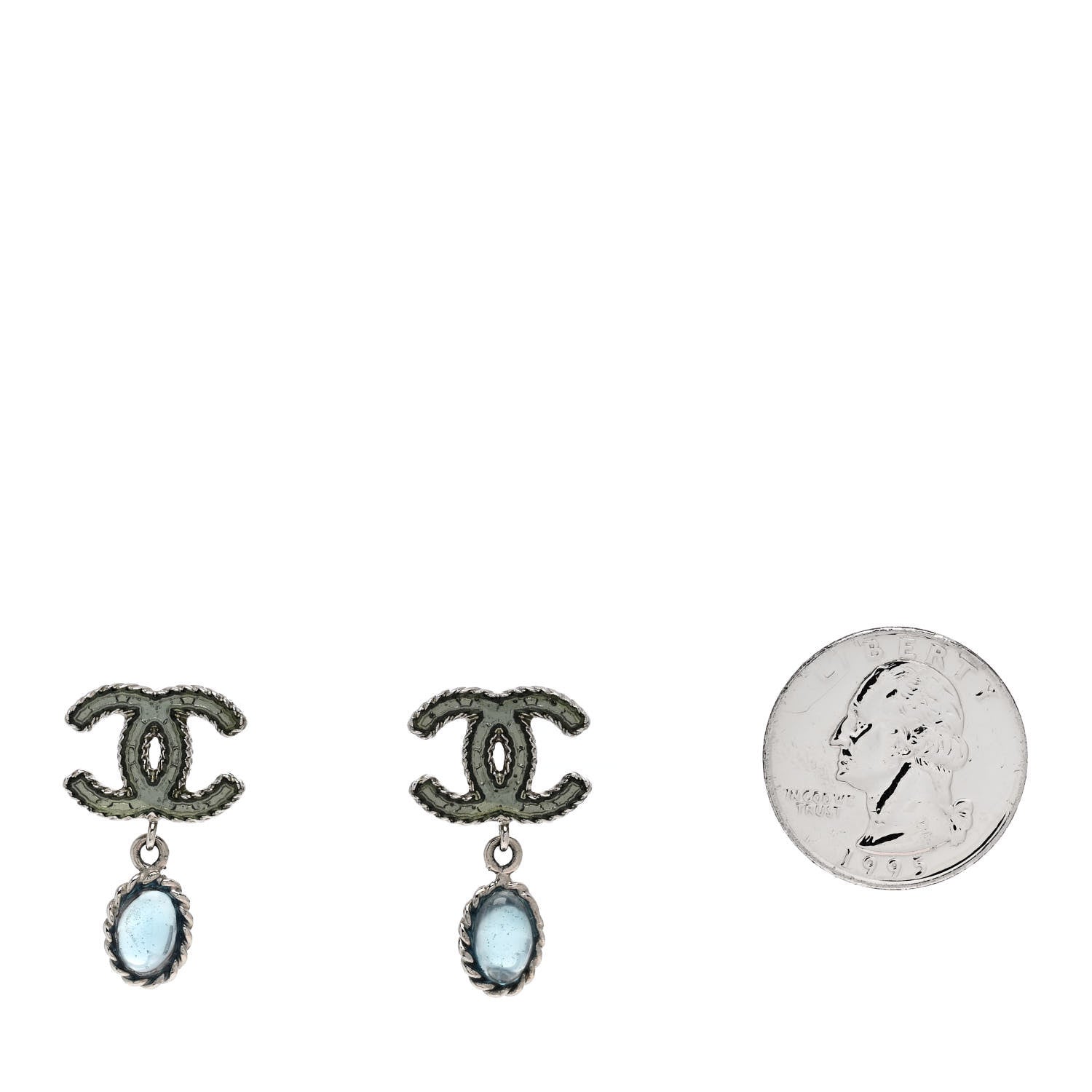 Resin CC Drop Earrings Blue Silver