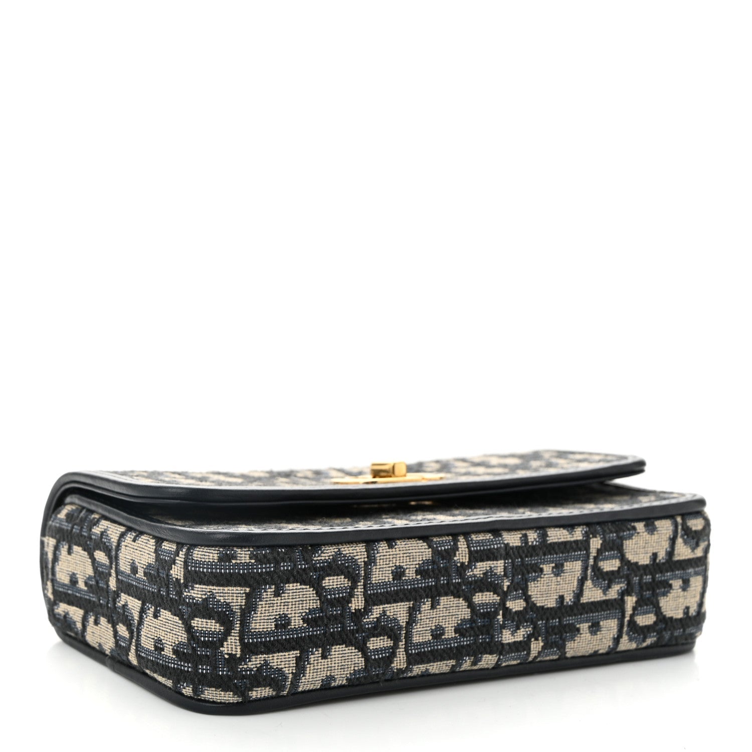 Oblique Calfskin Small Miss Caro Pouch With Chain Blue