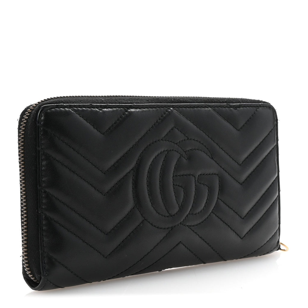 Calfskin Matelasse GG Marmont Zip Around Organizer Wallet Black