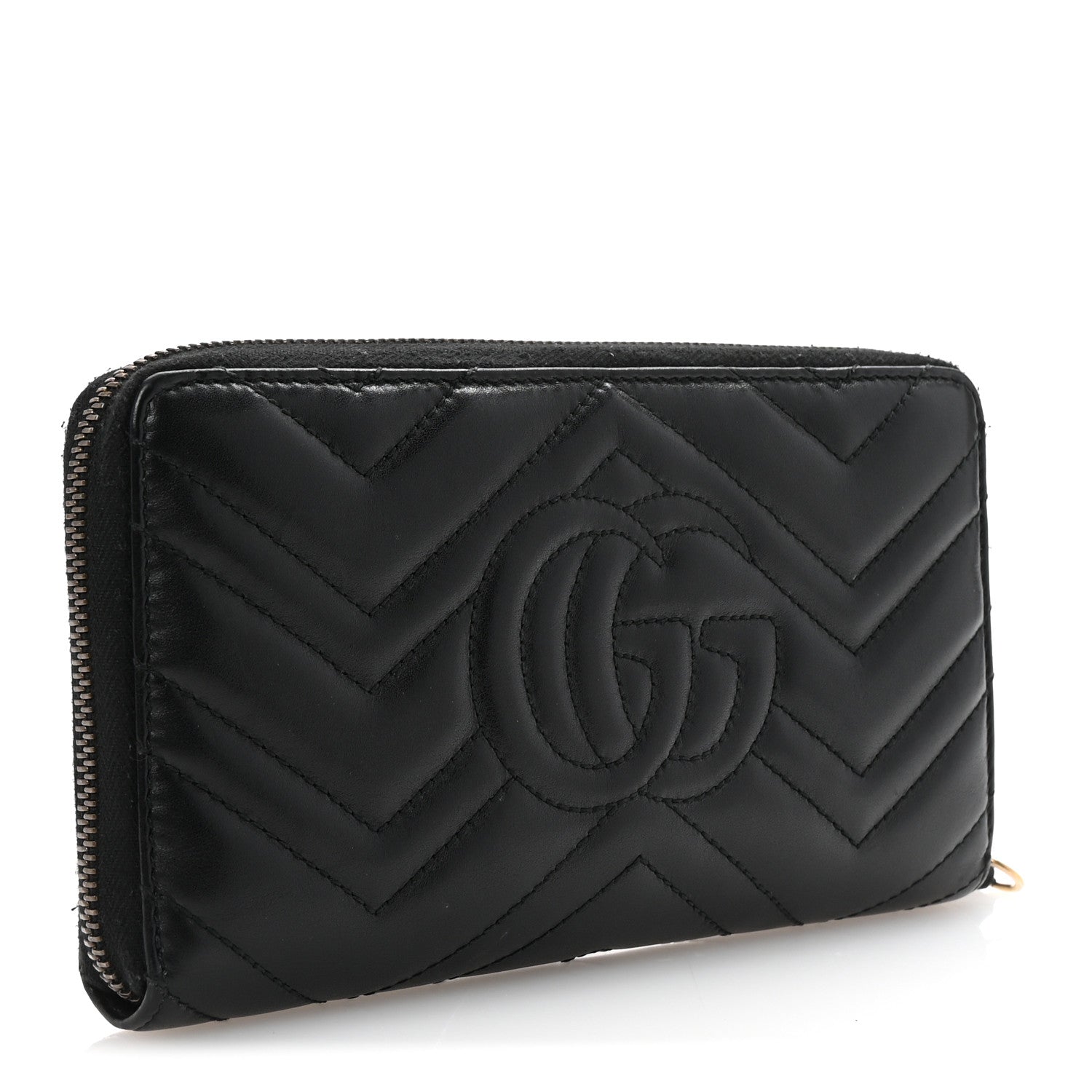 Calfskin Matelasse GG Marmont Zip Around Organizer Wallet Black