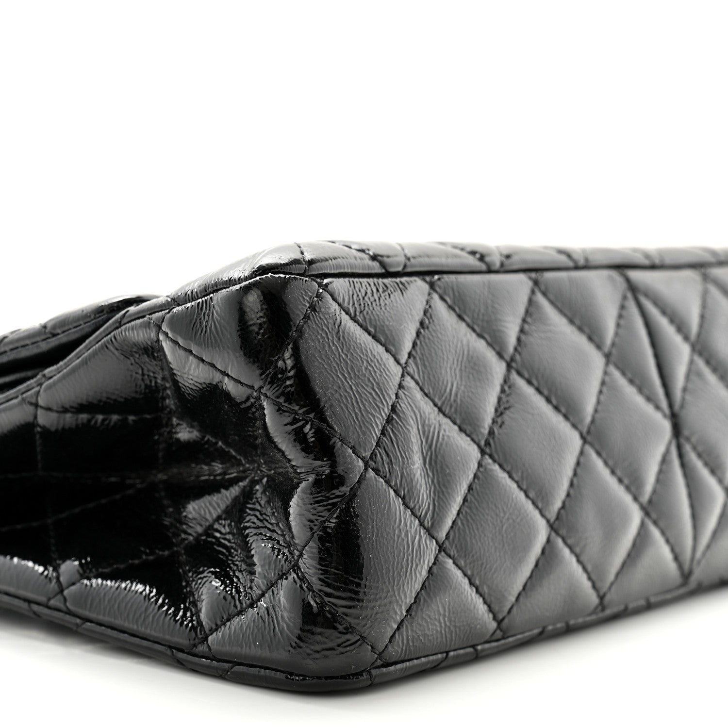 Distressed Patent Quilted 2.55 Reissue 227 Flap Black