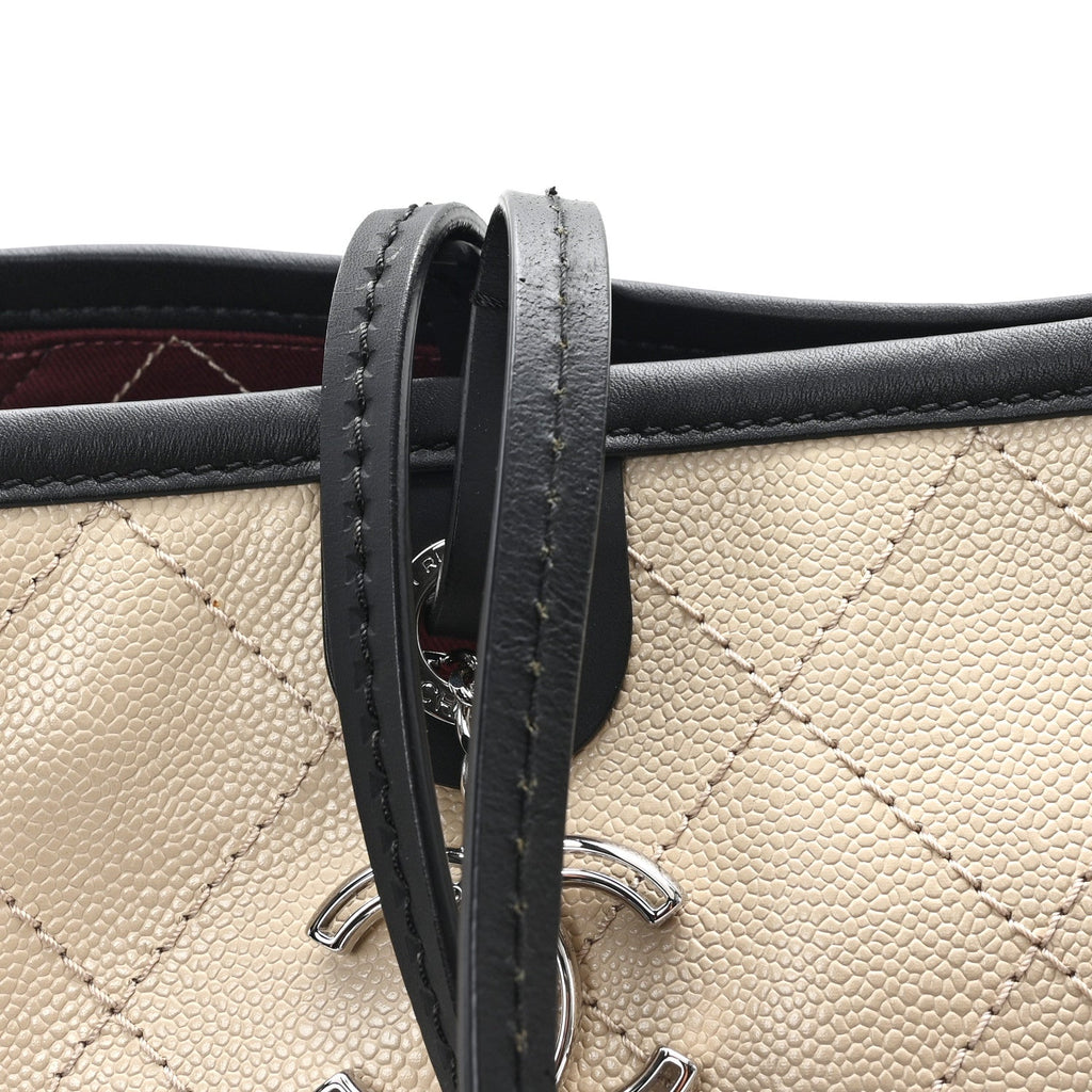Grained Calfskin Medium Fever Shopping Tote Beige