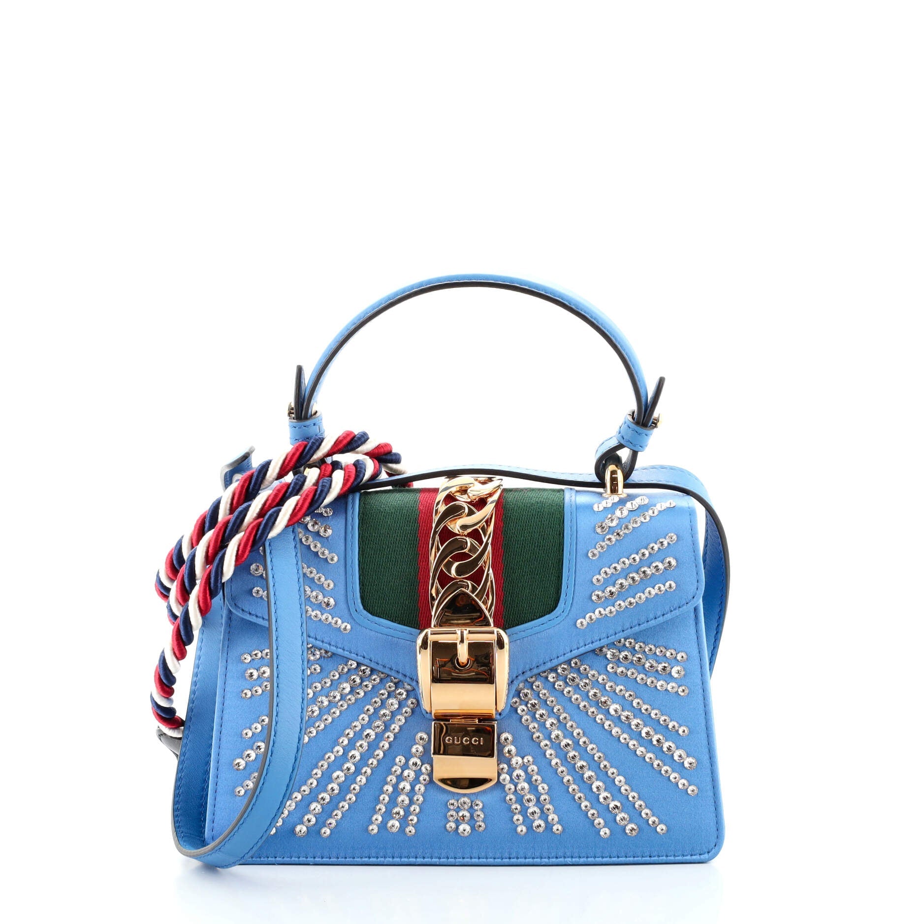 Sylvie Top Handle Bag Crystal Embellished Satin Mini