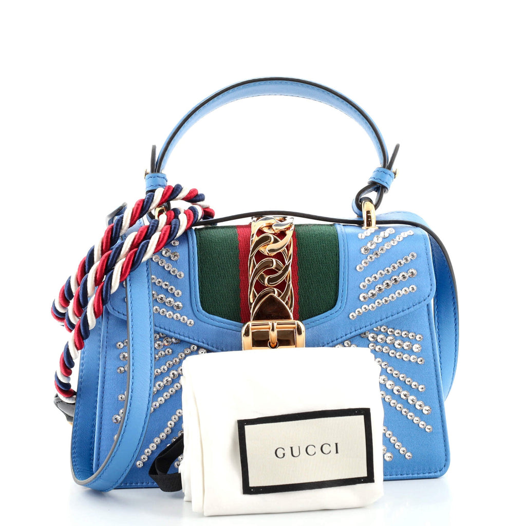 Sylvie Top Handle Bag Crystal Embellished Satin Mini