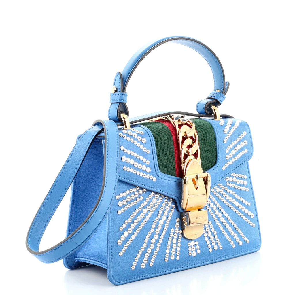 Sylvie Top Handle Bag Crystal Embellished Satin Mini