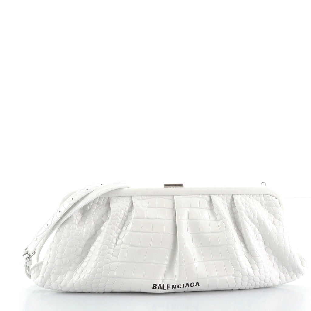 Cloud Clutch Crocodile Embossed Leather XL