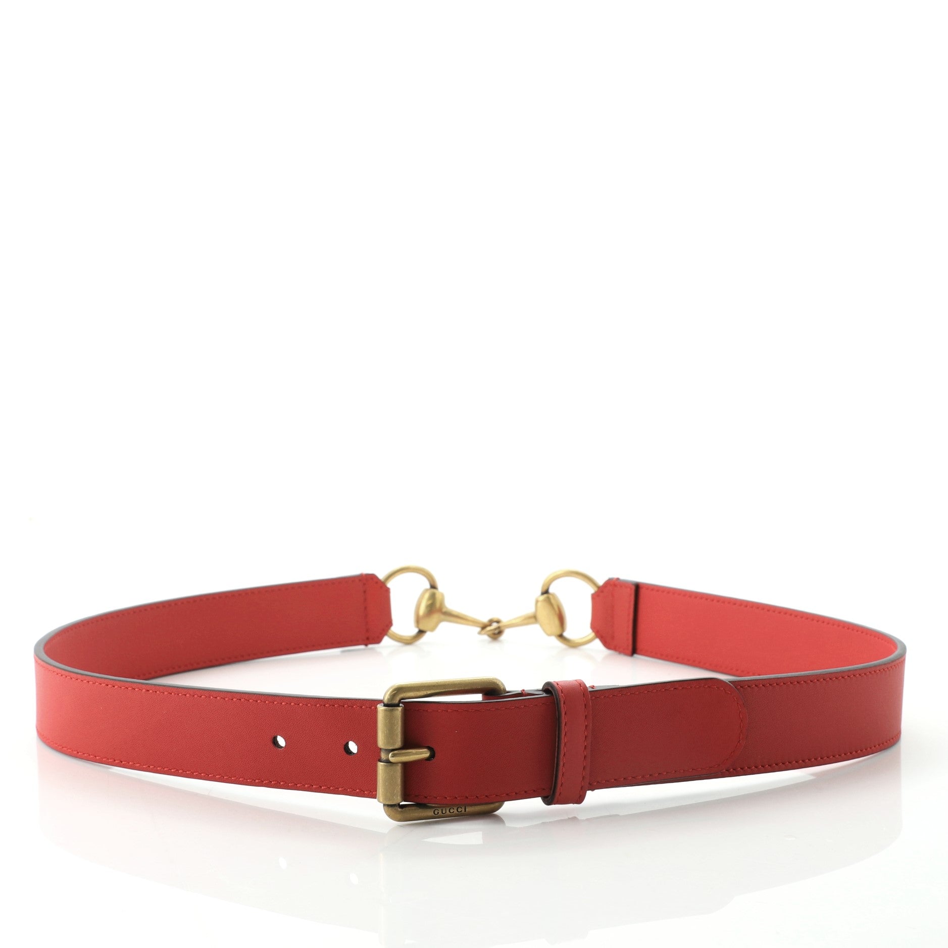 Horsebit Buckle Belt Leather Thin 80