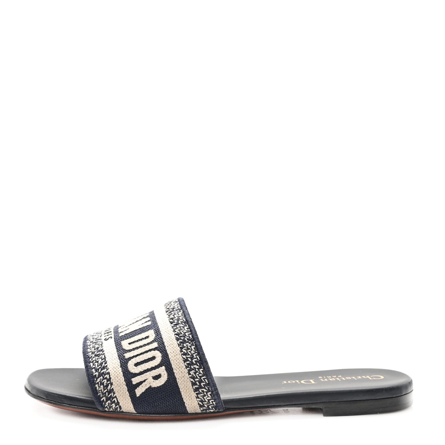 Canvas Embroidered Dway Mules Slide Sandals 35.5 Deep Blue