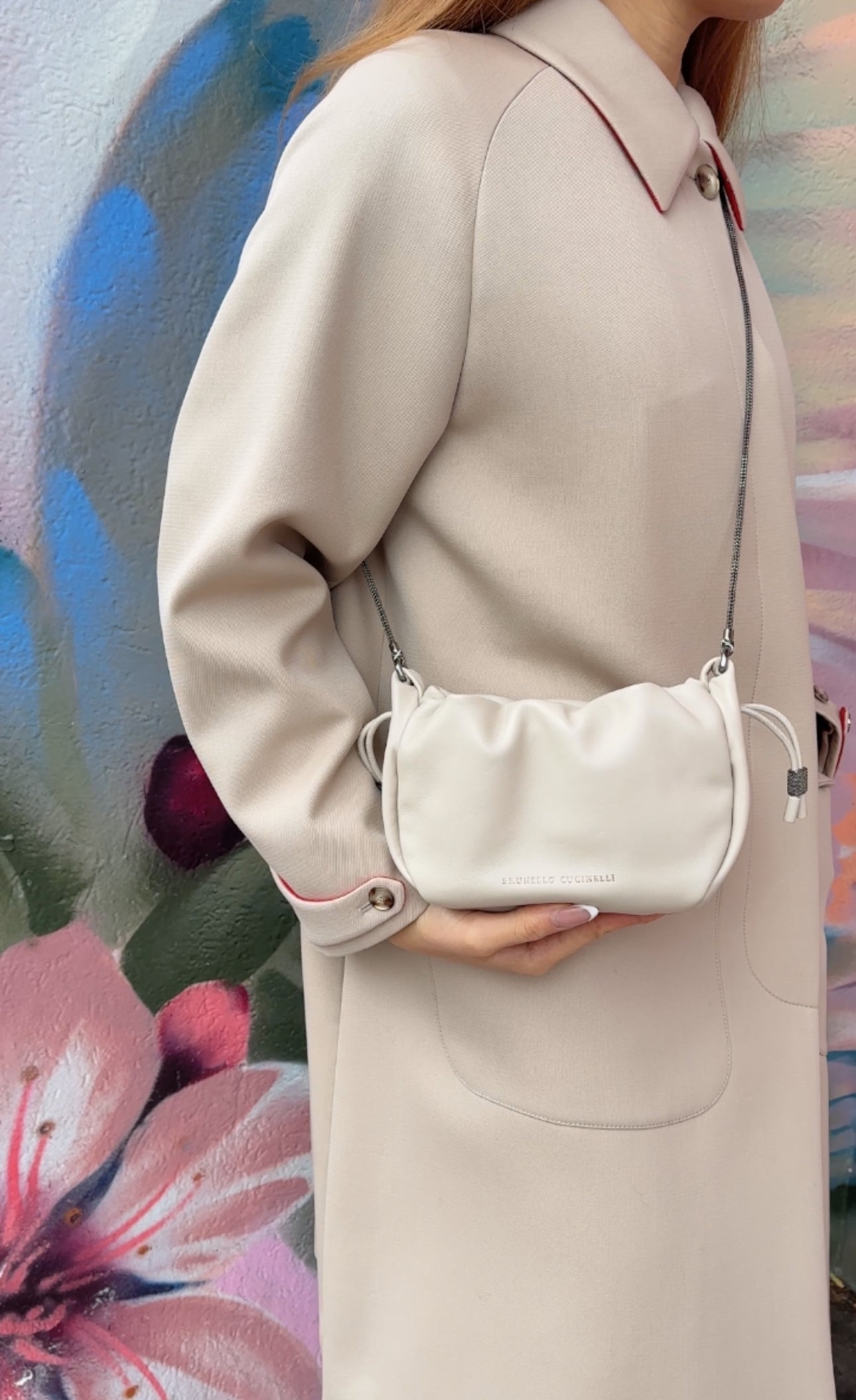 Brunello Cucinelli Mini Mellow Ivory Leather Bucket Bag