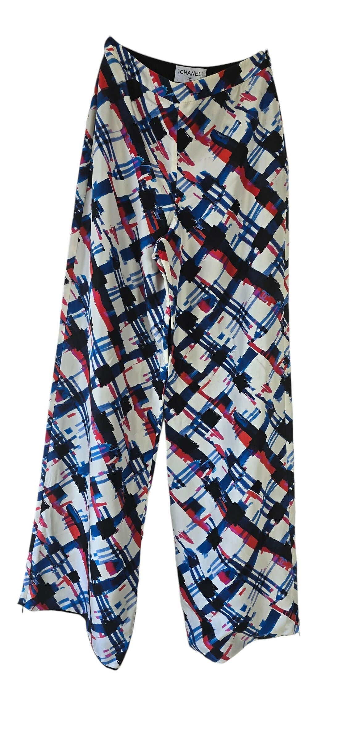 Rare Chanel 16P Runway Wide Leg Silk Trouser Pants FR 36