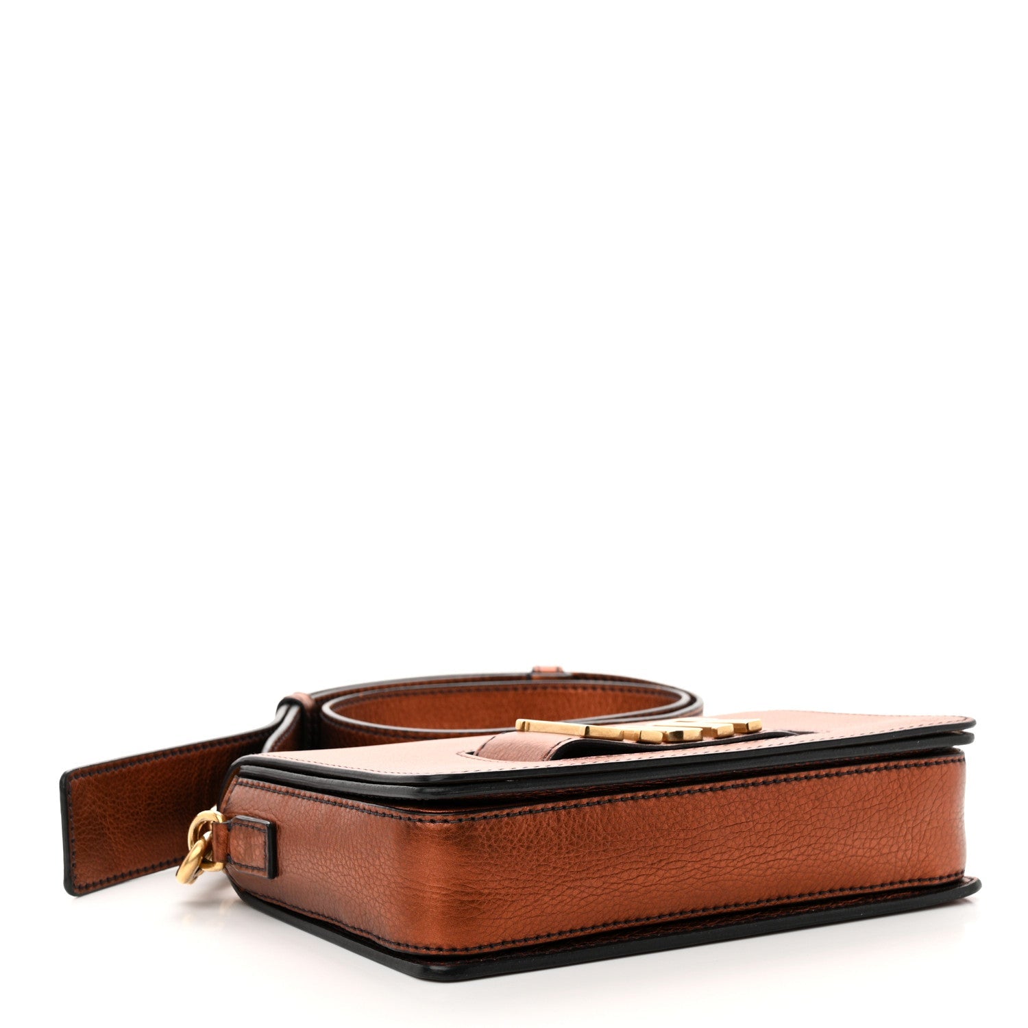 Metallic Grained Calfskin Dio(r)evolution Flap Bag Deep Orange