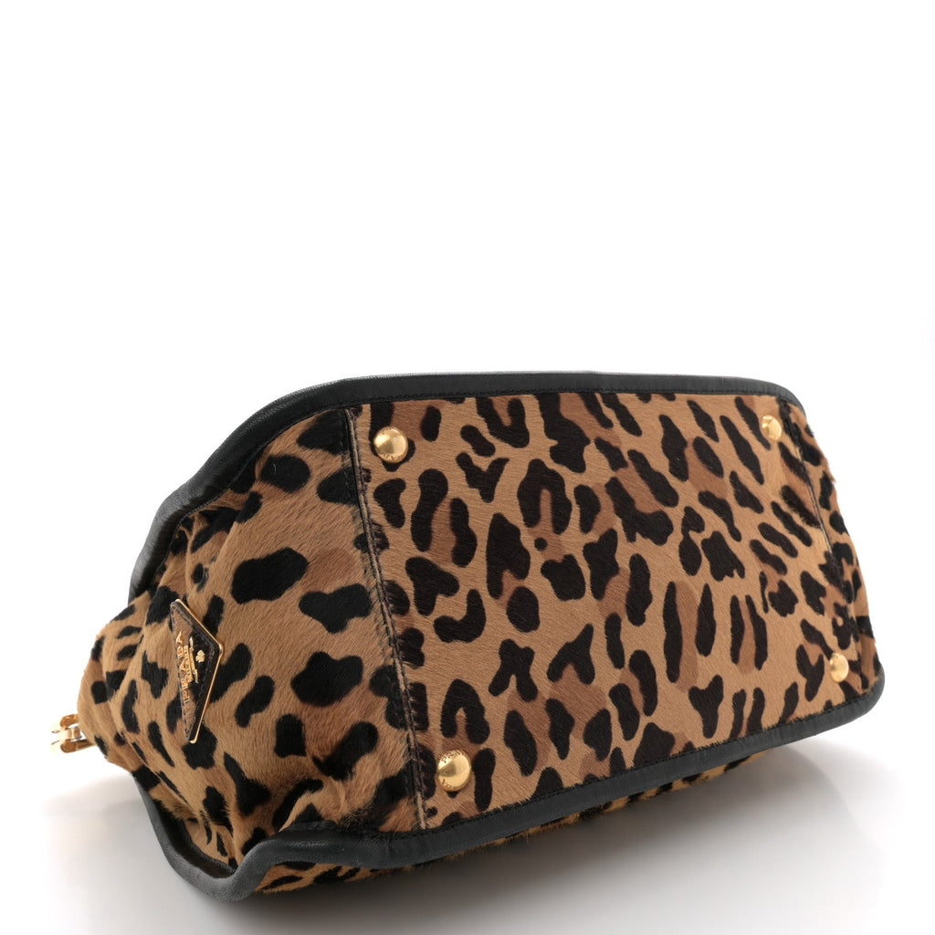 Calf Hair Leopard Print Tote Sabbia Moro