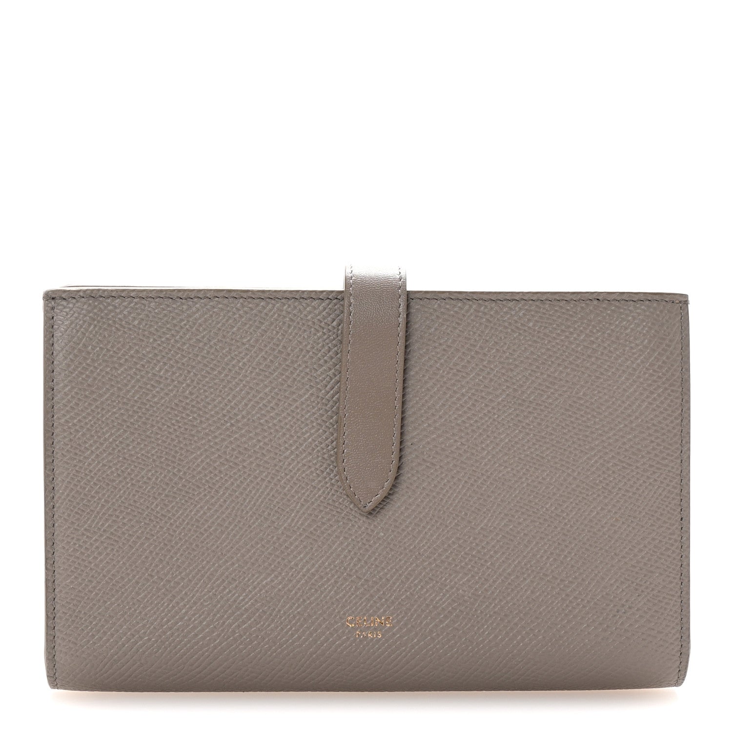 Grained Calfskin Large Multifunction Strap Wallet Pebble