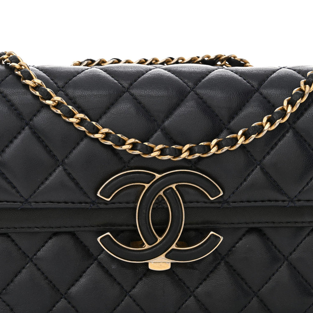Lambskin Quilted Small CC Chic Flap Navy