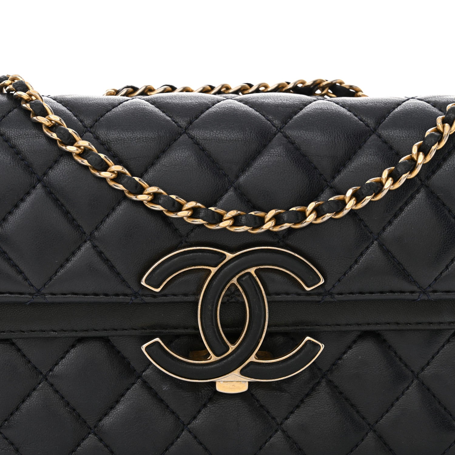 Lambskin Quilted Small CC Chic Flap Navy