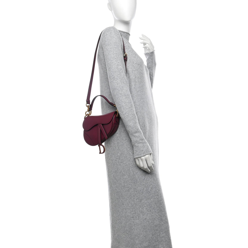 Supple Calfskin Mini Saddle Bag With Strap Purple