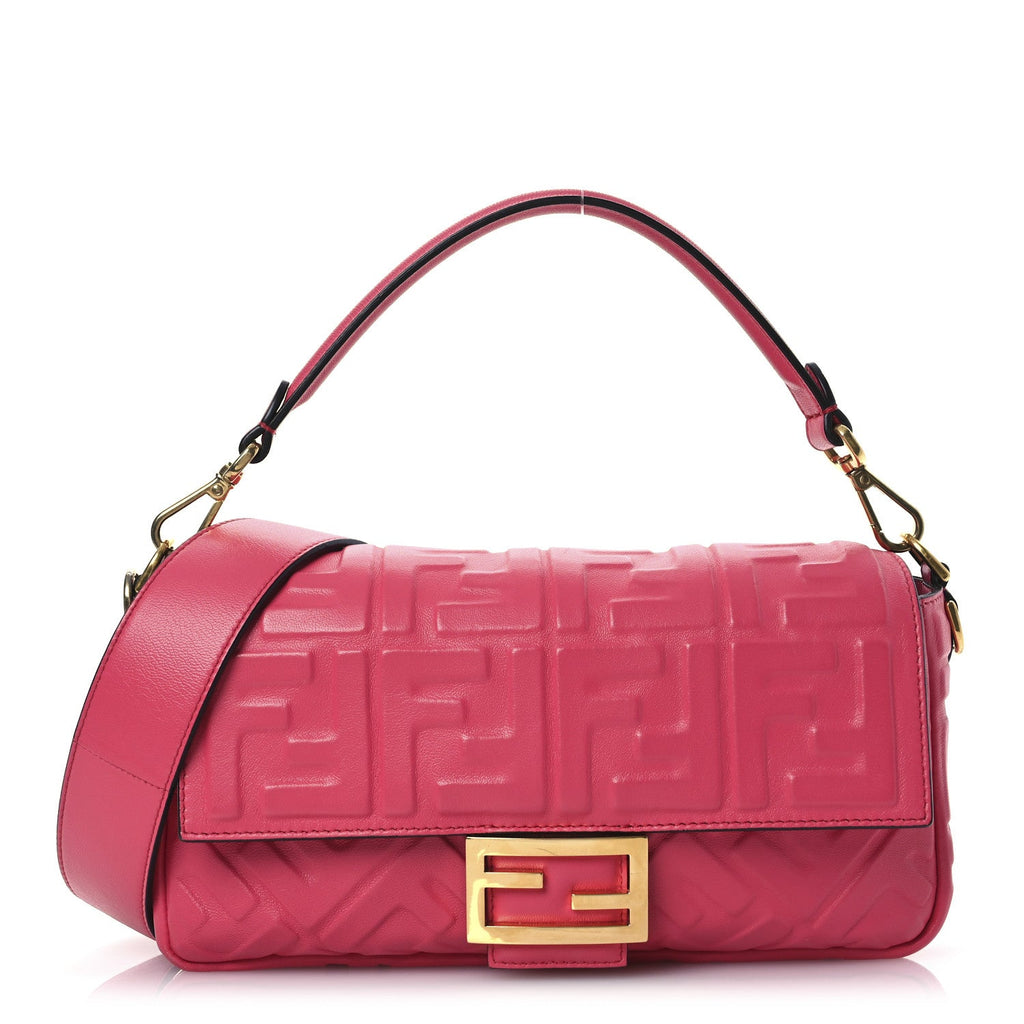 Nappa FF 1974 Embossed Baguette Lampone