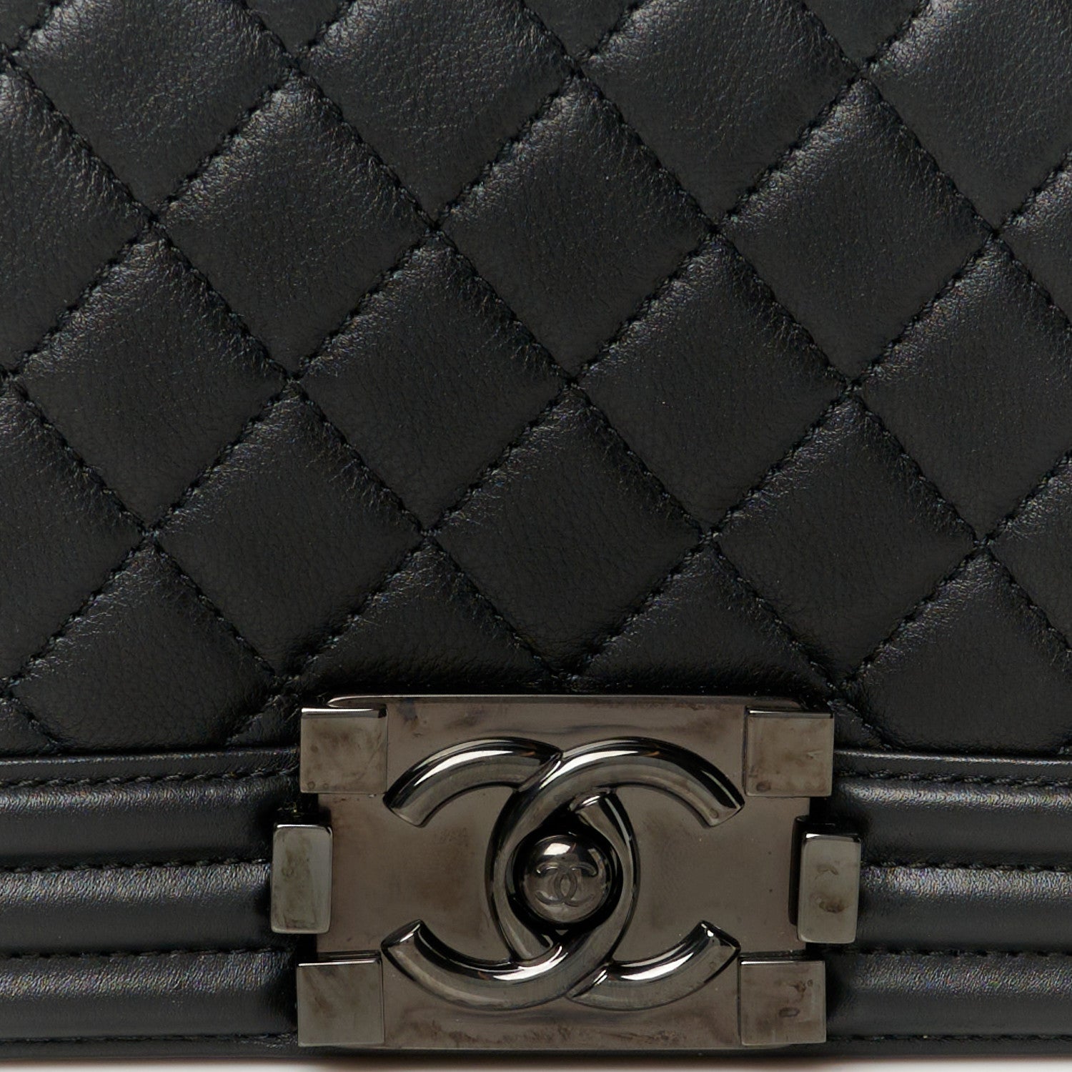Calfskin Quilted Boy Clutch With Removable Chain So Black