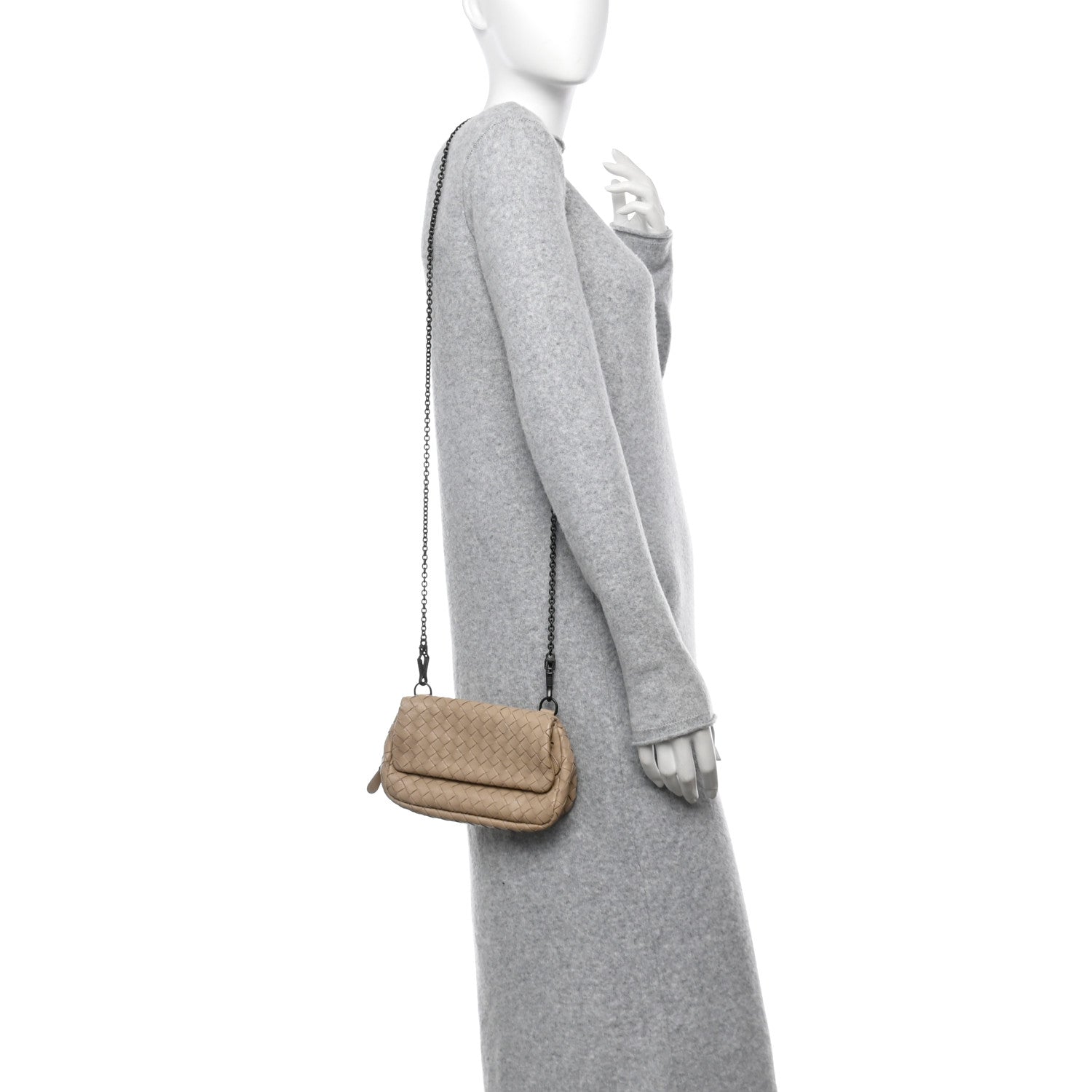 Nappa Intrecciato Mini Chain Messenger Fume