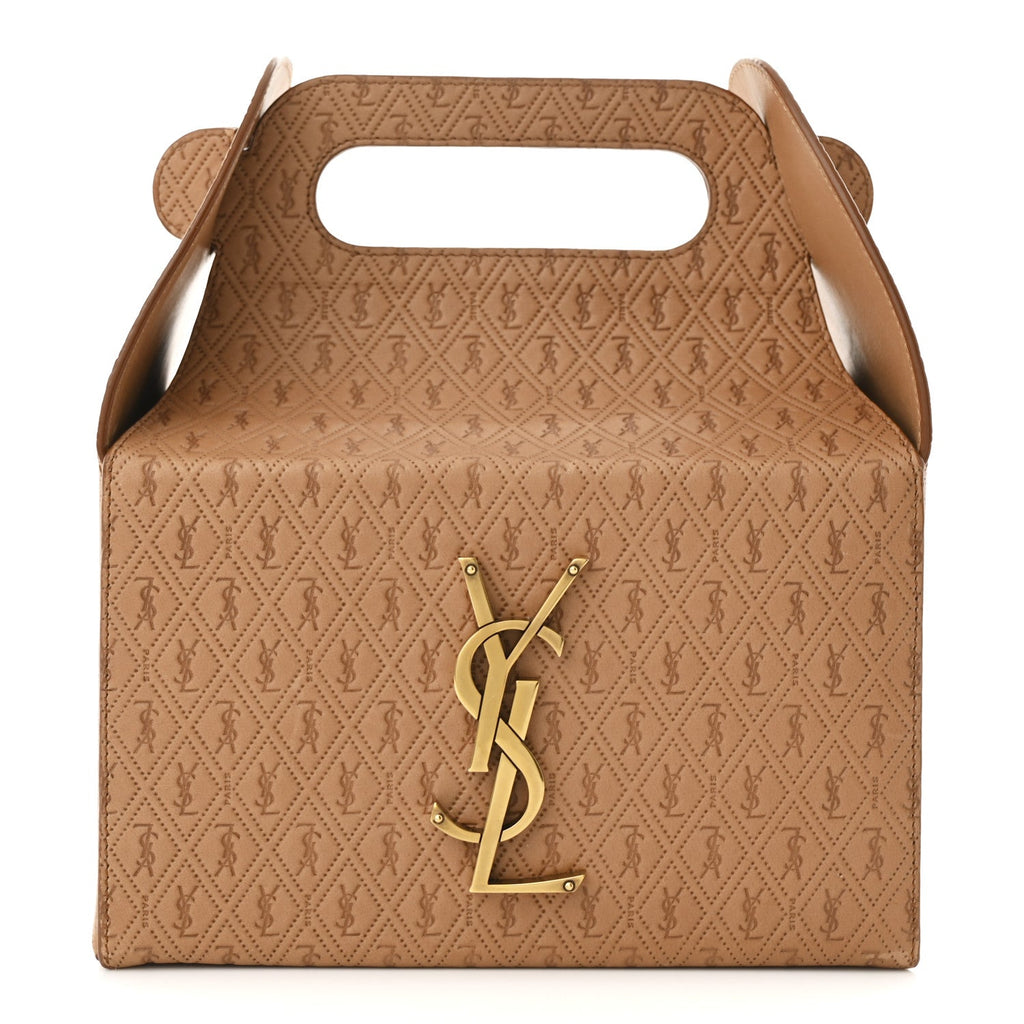 Calfskin Monogram Take Away Box Dusty Vintage Brown Gold