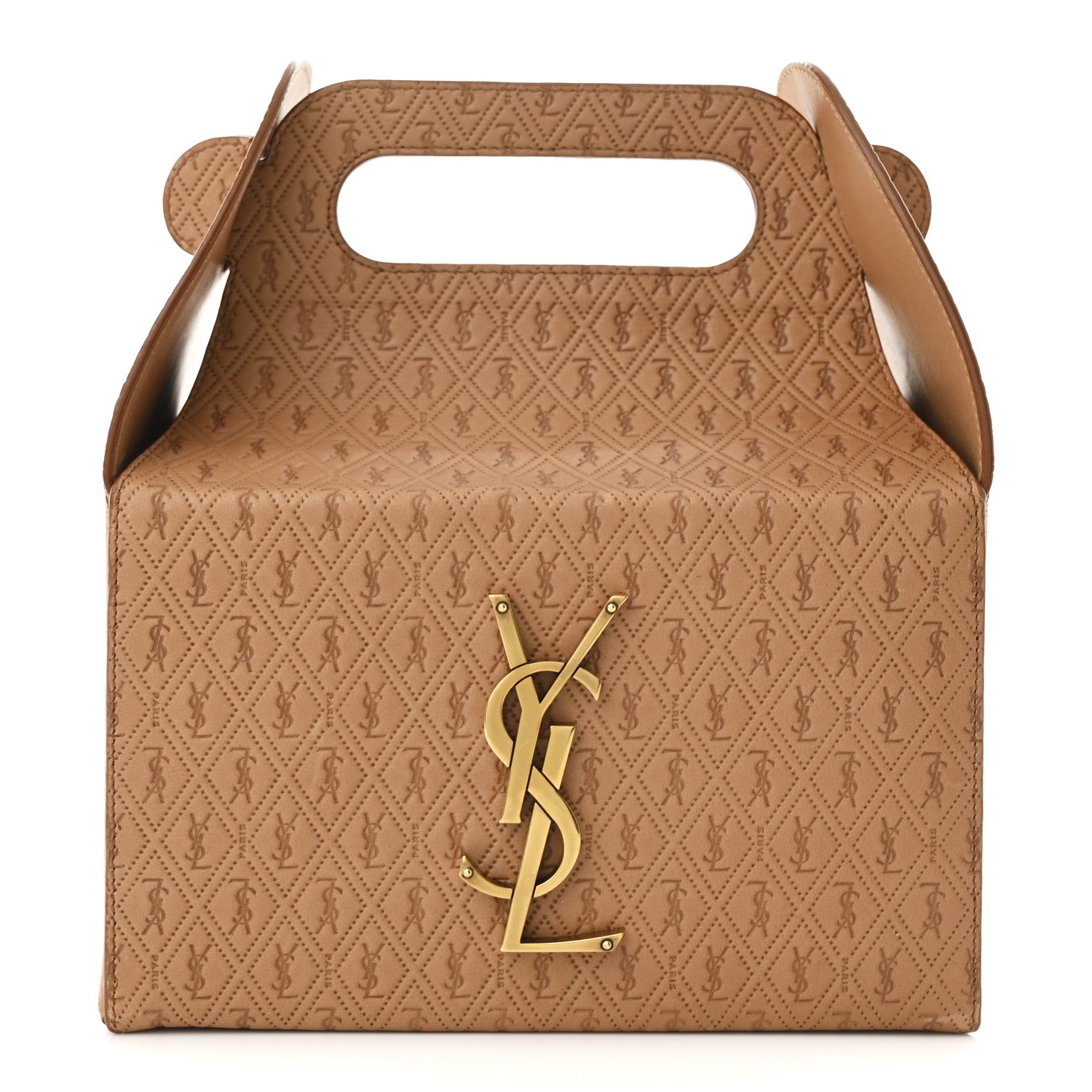 Calfskin Monogram Take Away Box Dusty Vintage Brown Gold