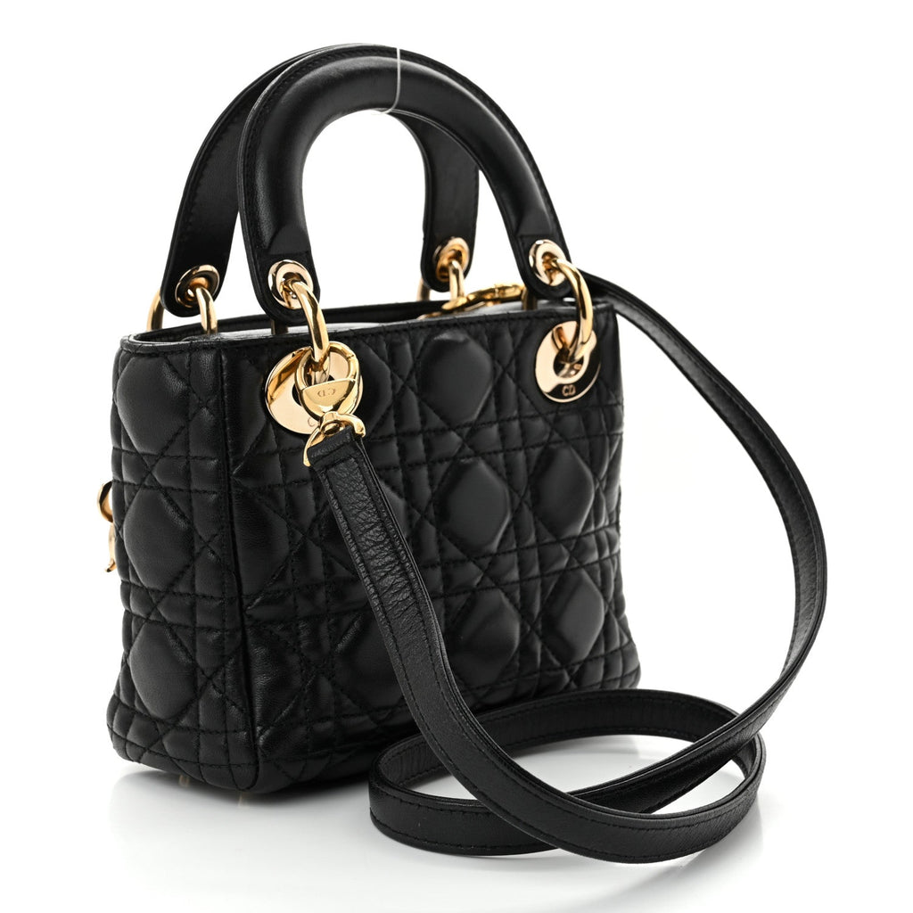 Lambskin Cannage Mini Lady Dior Black