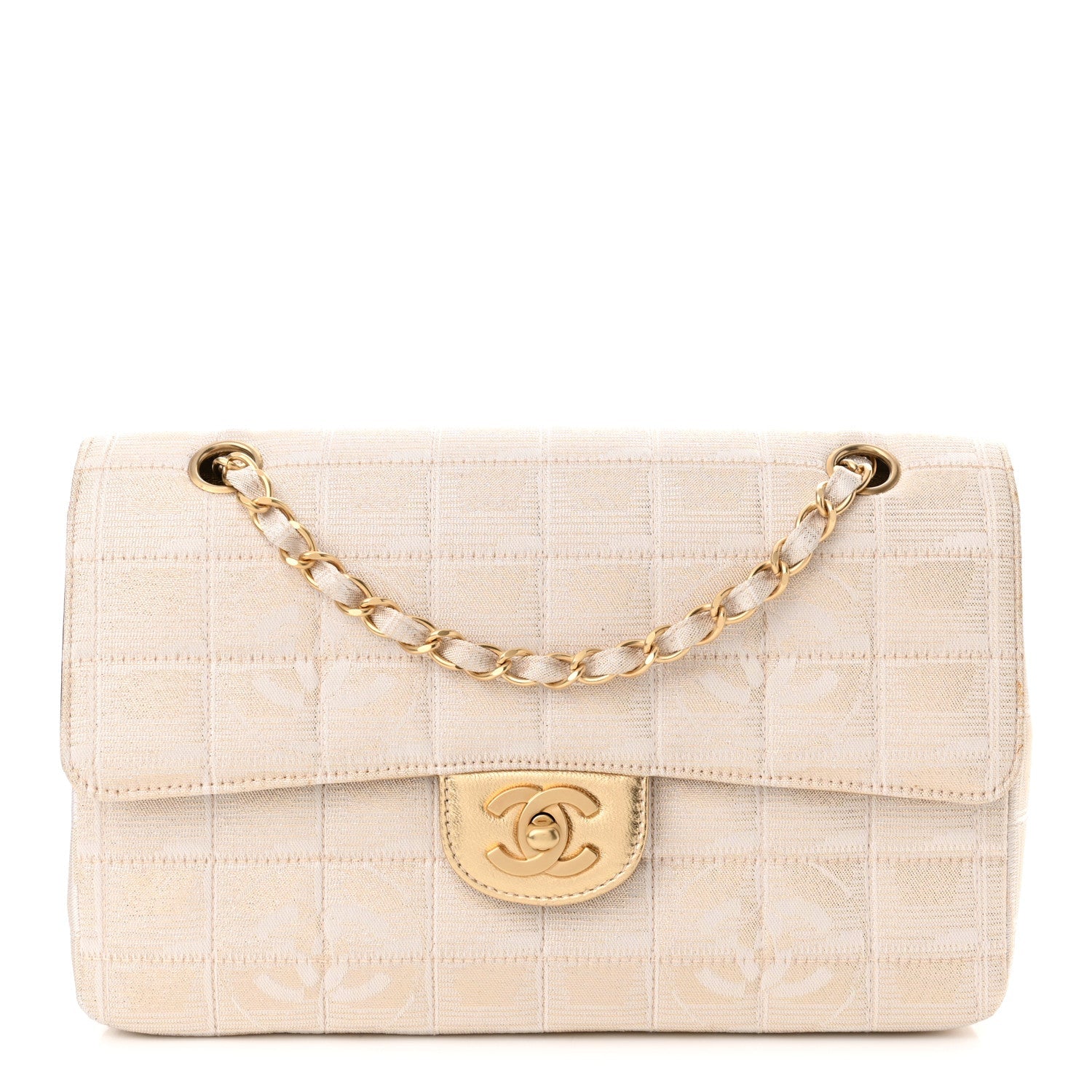 Metallic Nylon Medium Travel Flap Light Gold
