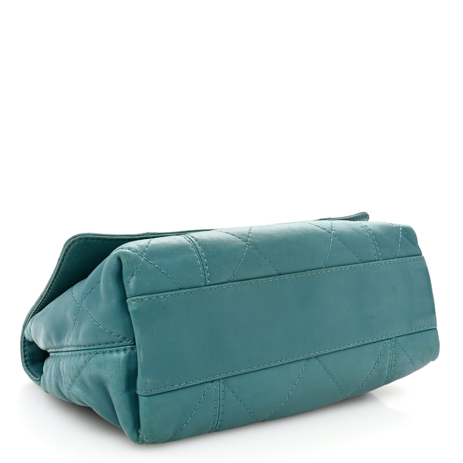 Lambskin Quilted Large Soft Touch Flap Green