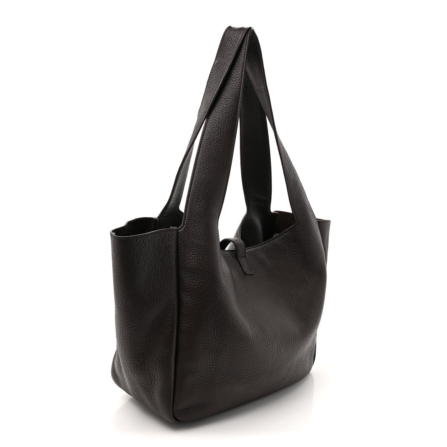 Grained Deerskin Bea Tote Marron Fonce