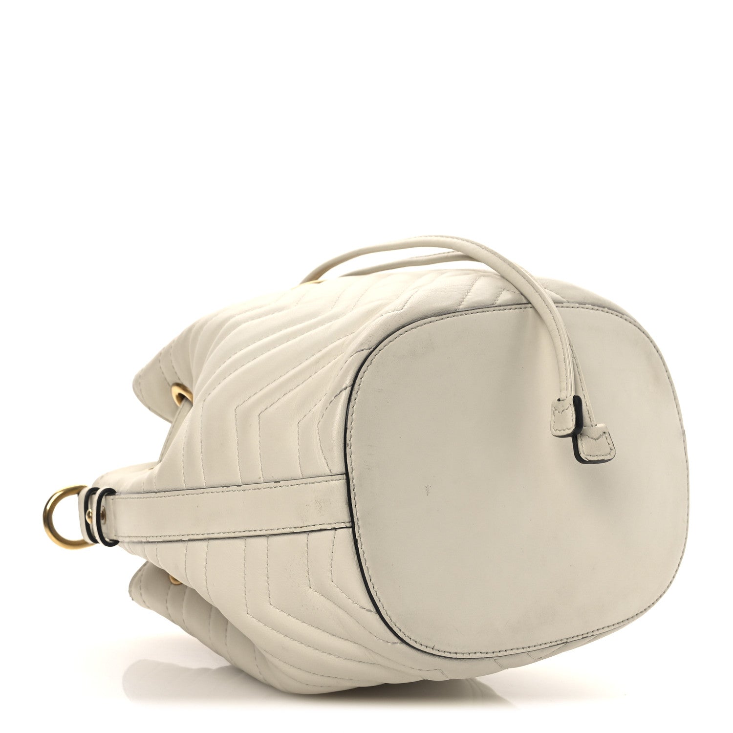 Calfskin Matelasse Sylvie Web GG Marmont Bucket Bag White