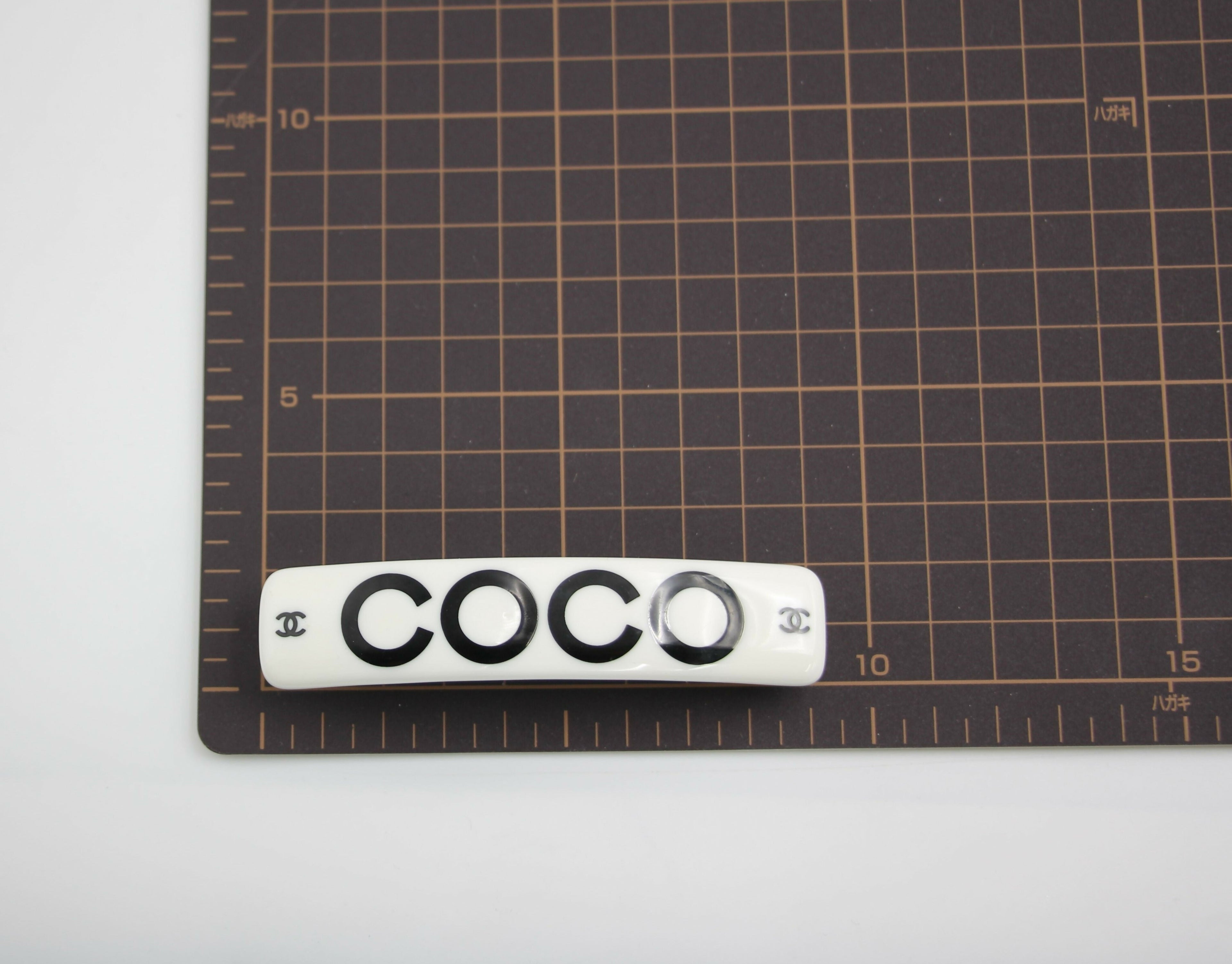 Chanel Vintage 01P Resin Coco Logo White Hairpin