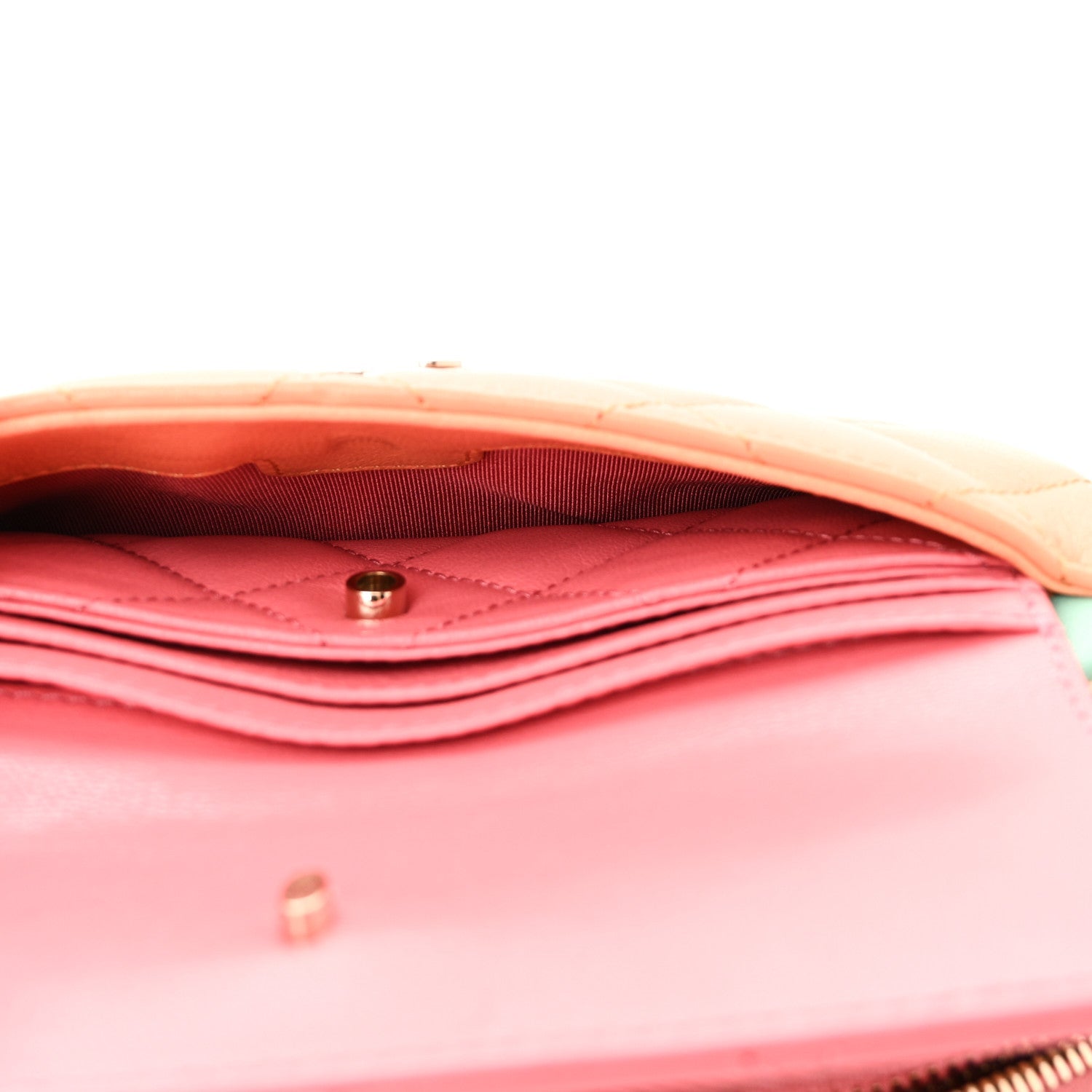 Goatskin Quilted Tri-Color In & Out Waist Bag Orange Green Pink
