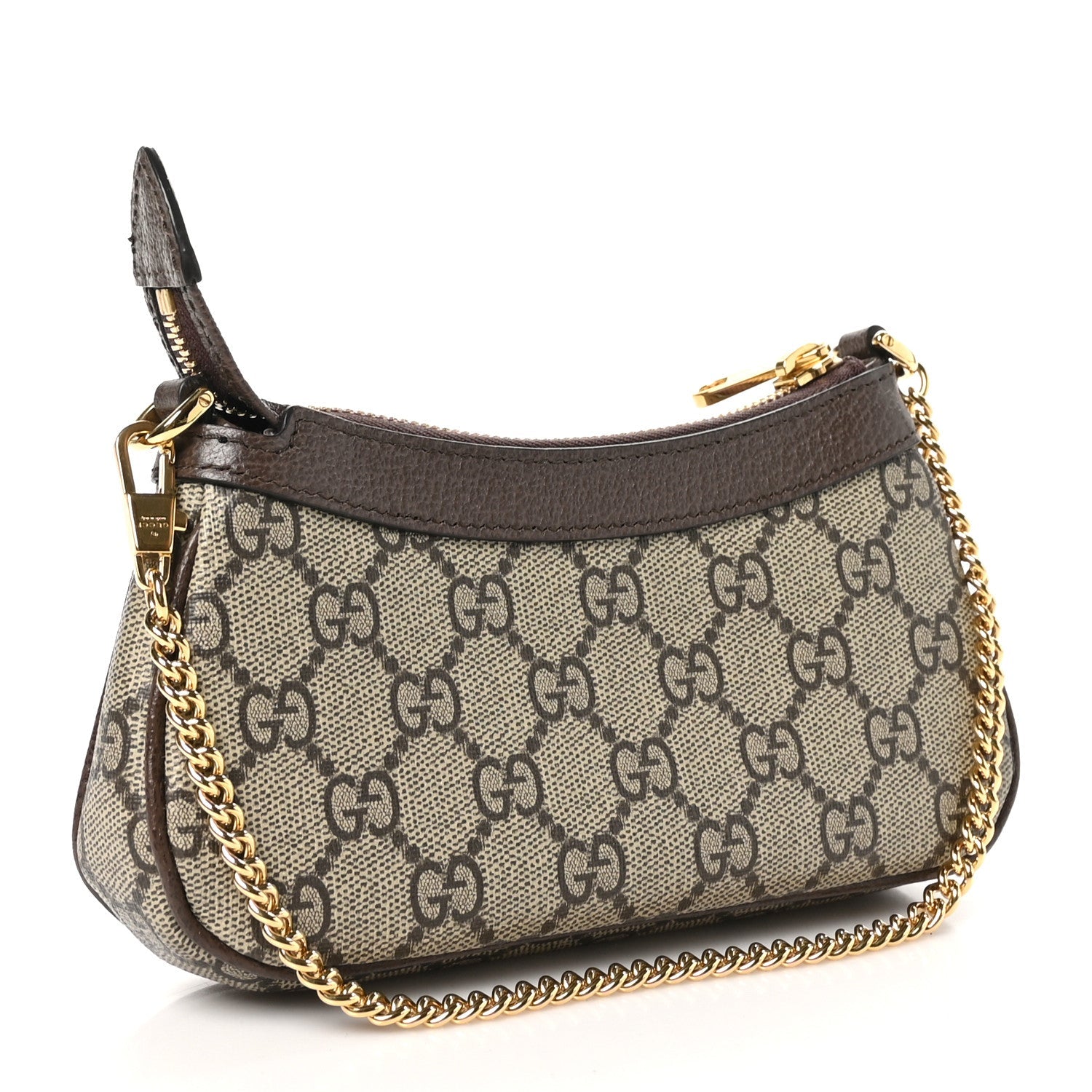 GG Supreme Monogram Textured Dollar Calfskin Mini Ophidia Chain Bag Beige Ebony