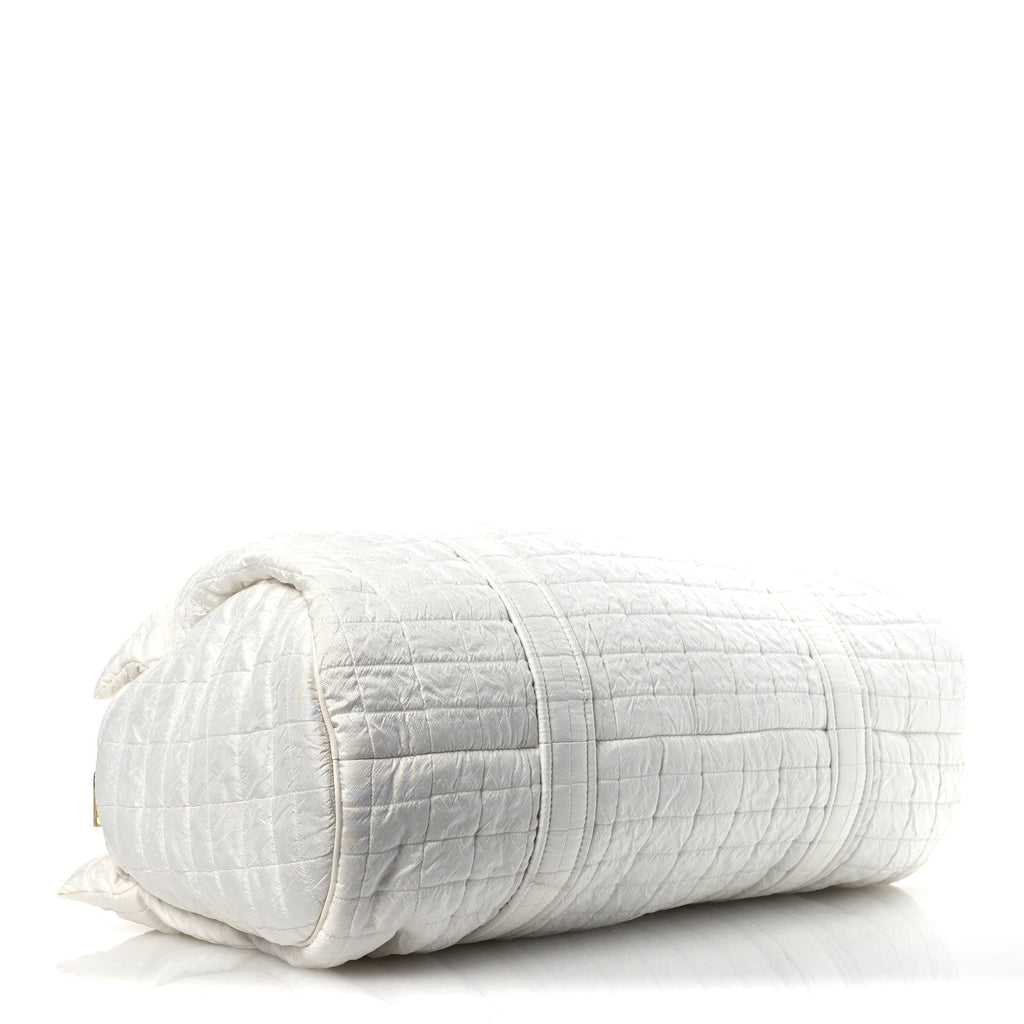 Nylon Gloria Quilted Travel Bag Milky White