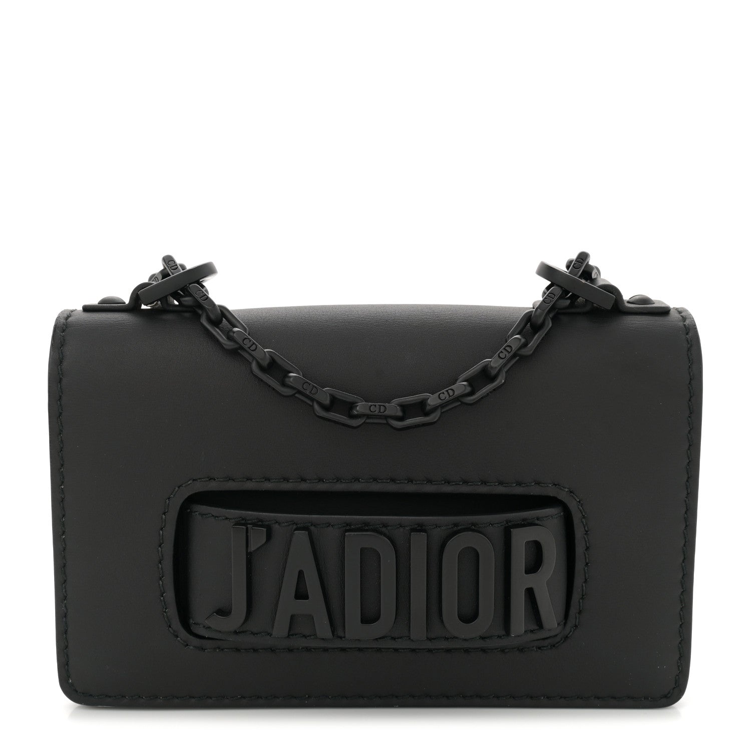 Ultra Matte Calfskin Mini J'Adior Chain Flap Bag Black
