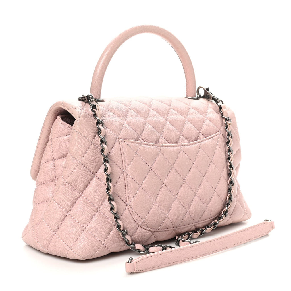 Caviar Quilted Small Coco Handle Flap Light Pink