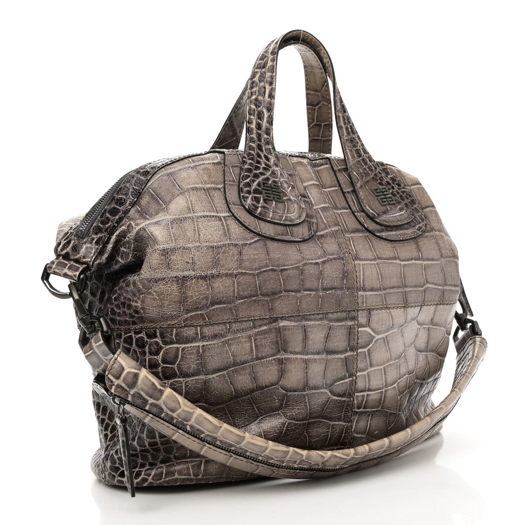 Calfskin Crocodile Embossed Medium Nightingale Brown